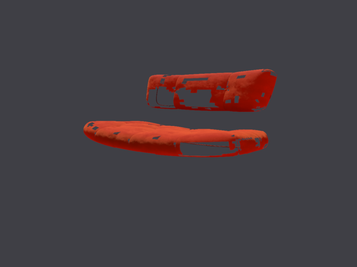 The rotated chair shredded into confetti by the culling pass