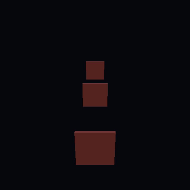 The same scene crushed into near-black, the boxes dark maroon on a black field