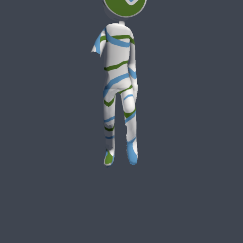 The same character at a different walk phase, legs passing